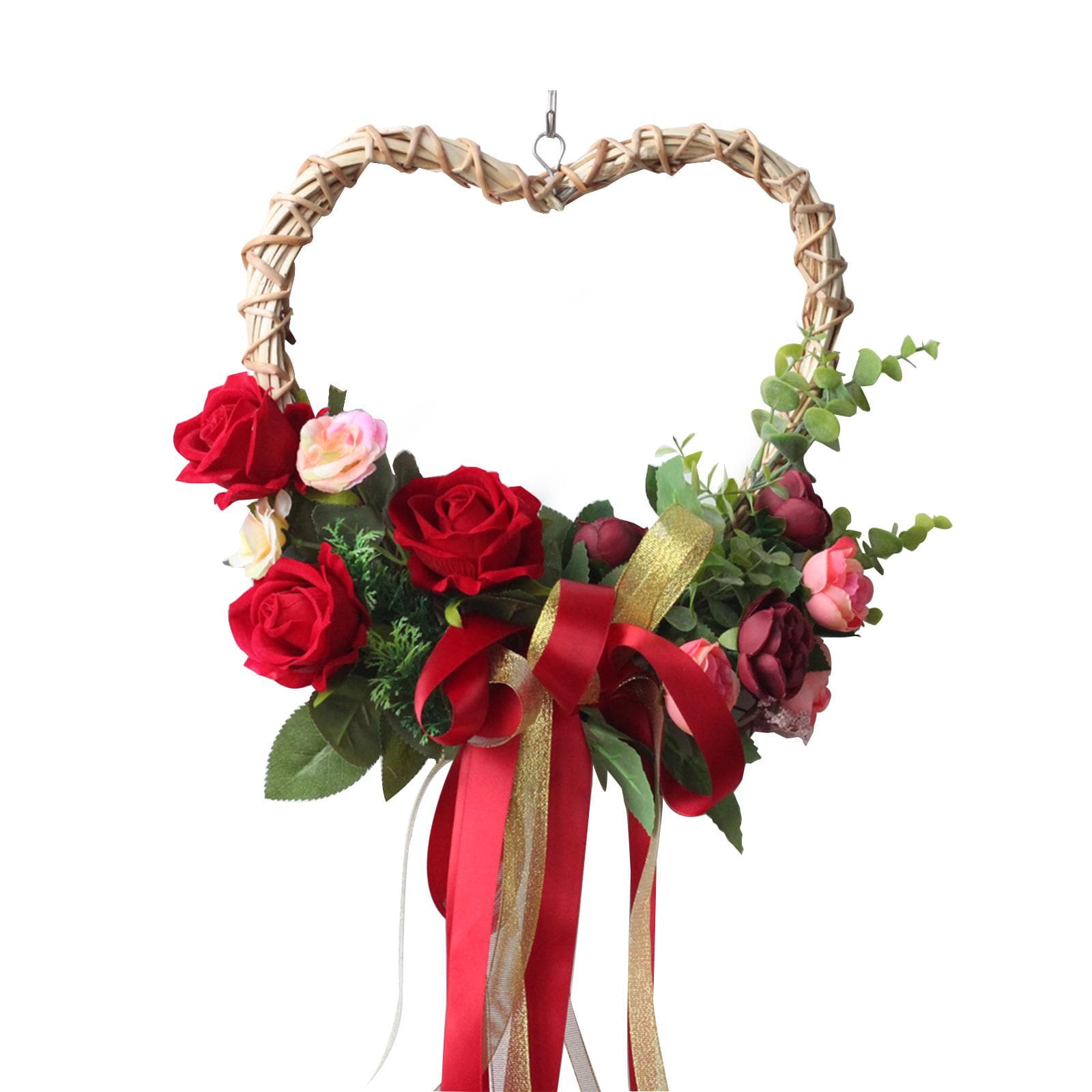 Artificial Flower Simulation Wreath Silk Heart Shaped Rose Wreath Valentine s Day Wreath Door Wall