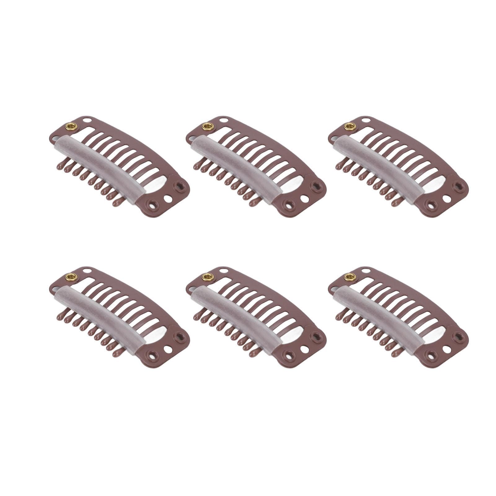 40pcs Hair Wig Clips Stainless Steel 9 Teeth Firmly Hold Hair Extension Hairpiece Clip 32mm Brown medium brown