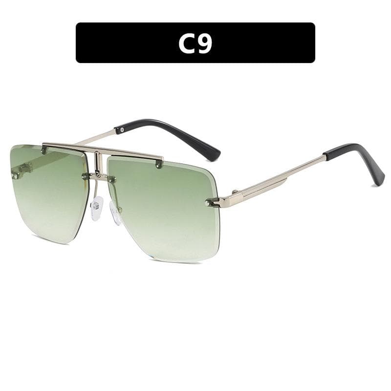 Mens Metal Sunglasses Square Rimless Trendy Retro Fashion Glasses for Outdoor Sports UV Protection 1PCS