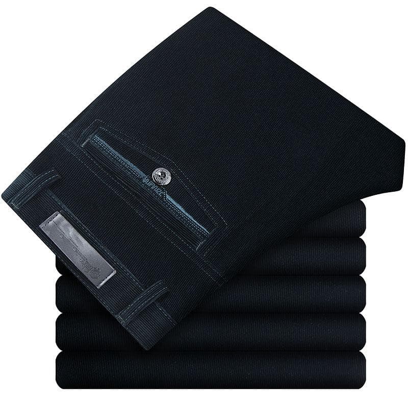 2024 Spring Autumn Business Men's Trousers Father Corduroy Suits Pants Slim Vintage Straight Trousers Straight Casual Pants 33 dark blue