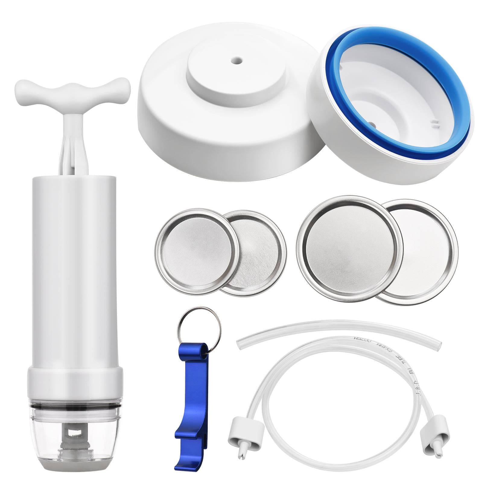Mason Jar Vacuum Sealer Vacuum Sealing Kit with Hose Jar Opener Manual Vacuum Pump for Wide Regular With vacuum pump and lid multicolour