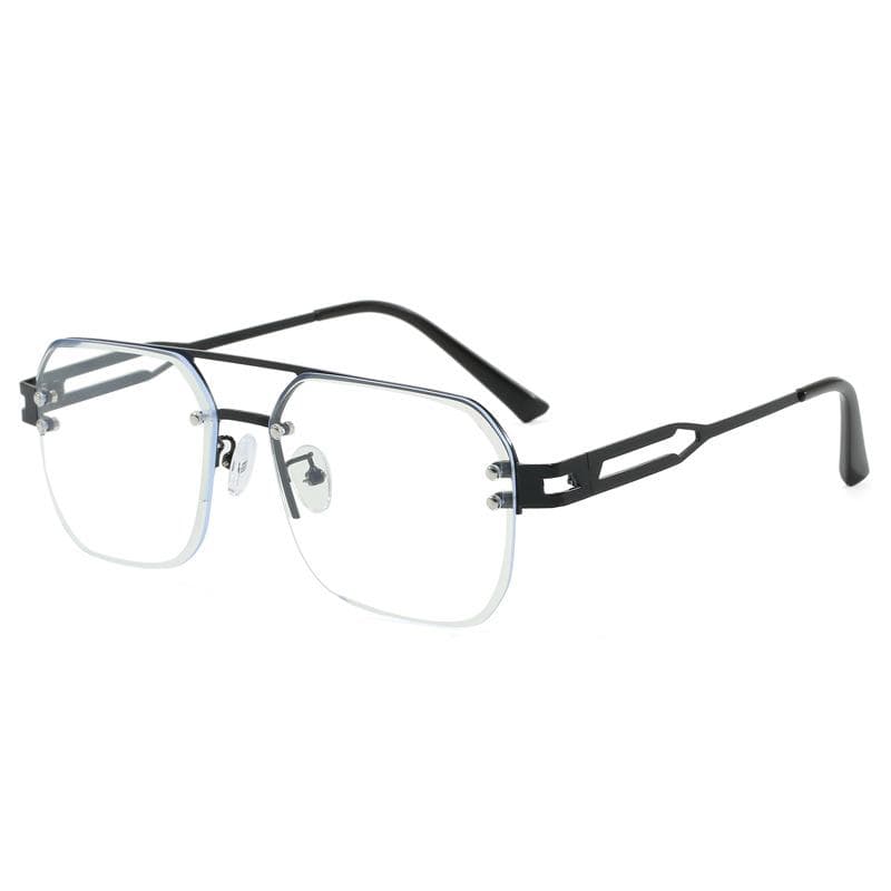 Rimless Cut Edge Sunglasses Stylish Double Bridge UV Protection for Men Women Driving Fishing Outdoor