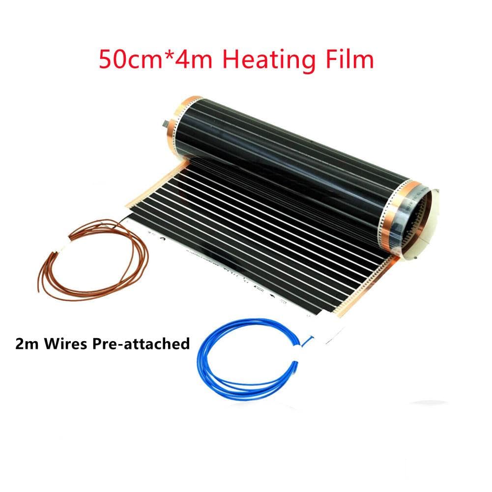 220V Heating Film With 2M Wiring 50cm Wide 220w/m2 Electric Underfloor Heating System 1/2/3/4/5m2 Heating Mat Kits 50CM*4M