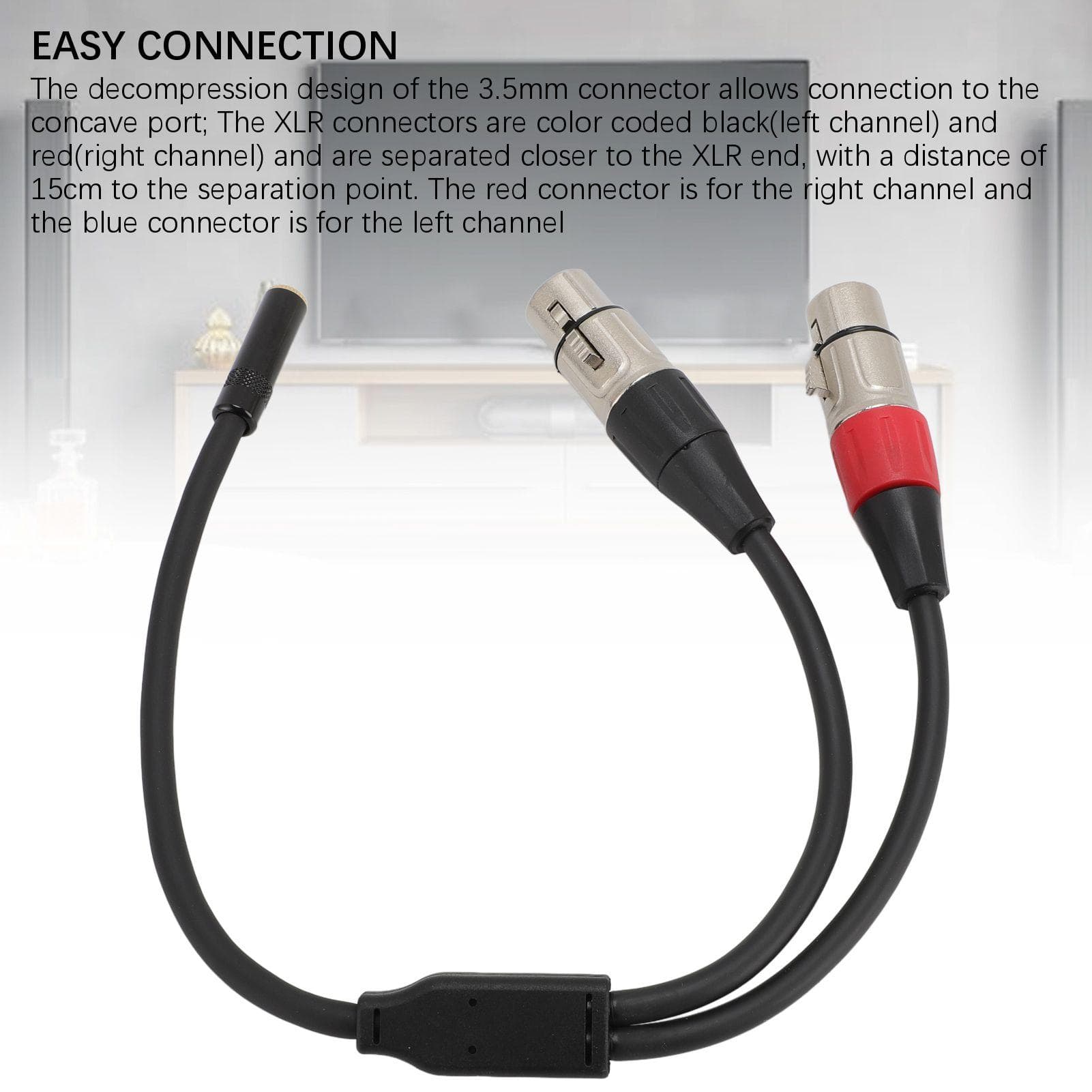 18 to Dual XLR Female Cable Y Splitter Cord Wire 3.5mm Stereo to Microphone Converter