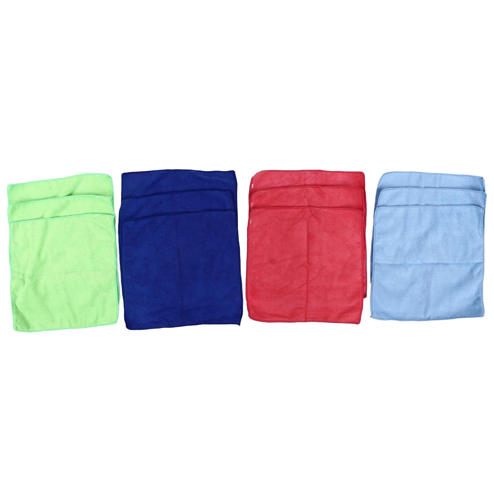 12pcs Cleaning Cloth 4 Different Colors Strong Water Absorption Reusable Microfiber Towels for