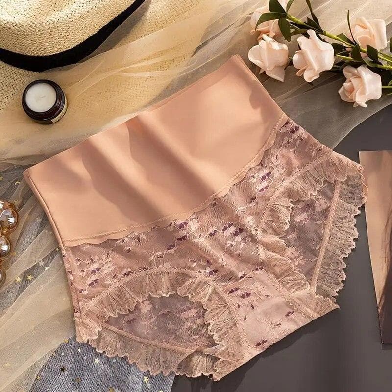 Sexy Transparent Panties Ice Silk Briefs Women Summer Thin Cool Lingerie High Waist Plus Size Underpants Cute Loli Underwear XL pink