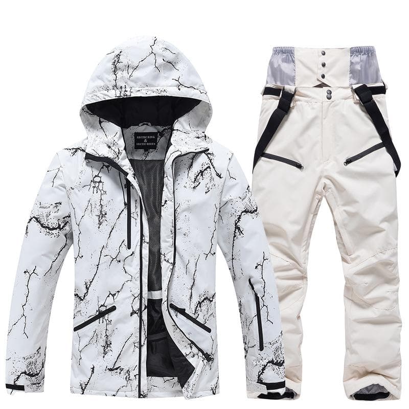 Ski Suit for Men Hooded Ski Jacket and Pants Sets Waterproof Windproof Snowsuit Men's Insulated Warm Winter Outdoor Snow Coat Skiing Snowboarding Suit XL