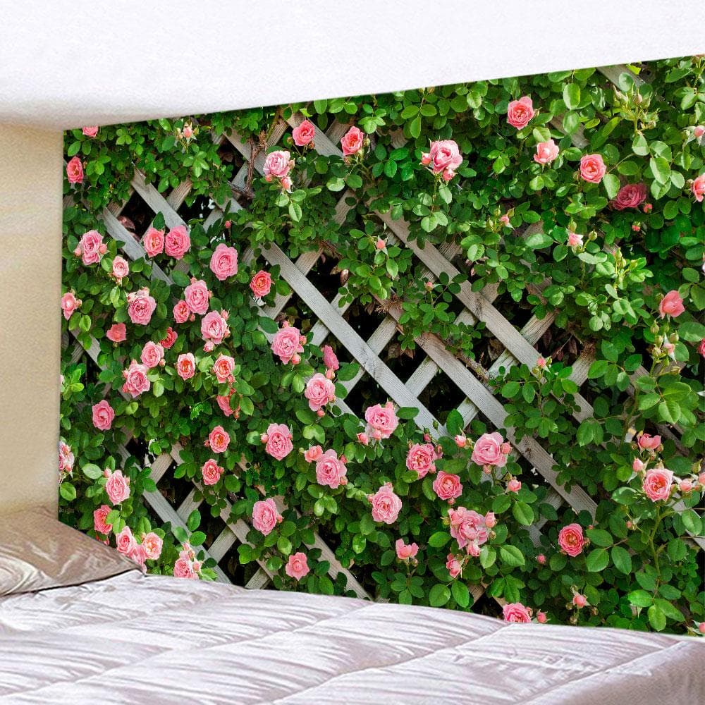 Flower wooden fence garden printing group tapestry home bedroom living room wall decoration background cloth tapestry 200x150cm
