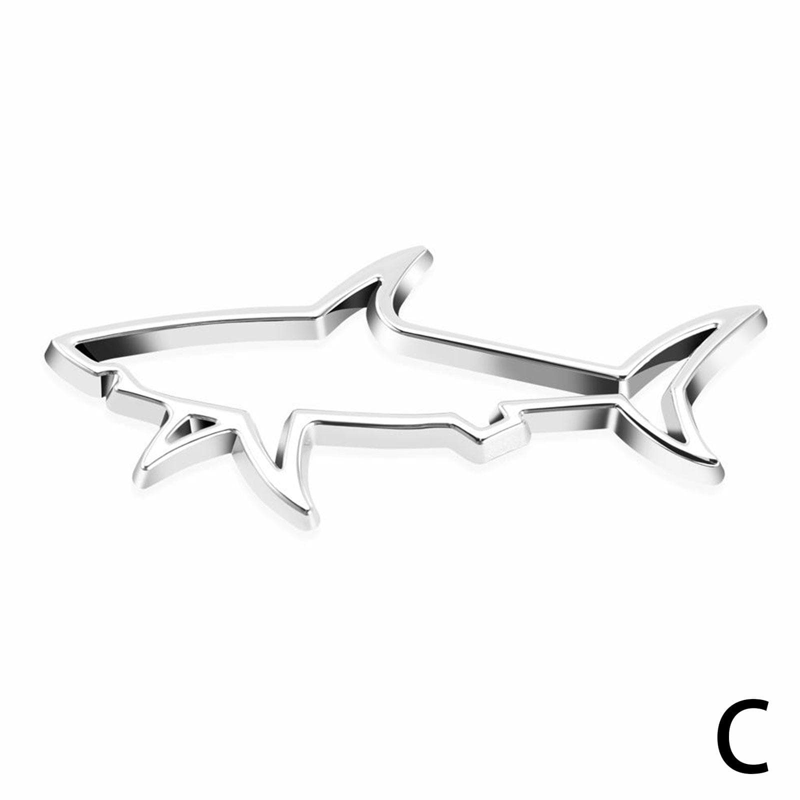 3D Metal Car Styling Sticker Hollow Fish Shark Emblem Badge Decals Automobiles Motorcycle Computer Fuel Cap Accessories Decals silver