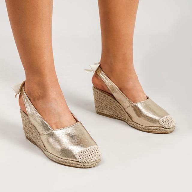 Women Wedges Sandals Slip On Closed Toe Platform Espadrille Sandals Female Serpentine Straw Bottom Summer Shoes Ladies 36 gold