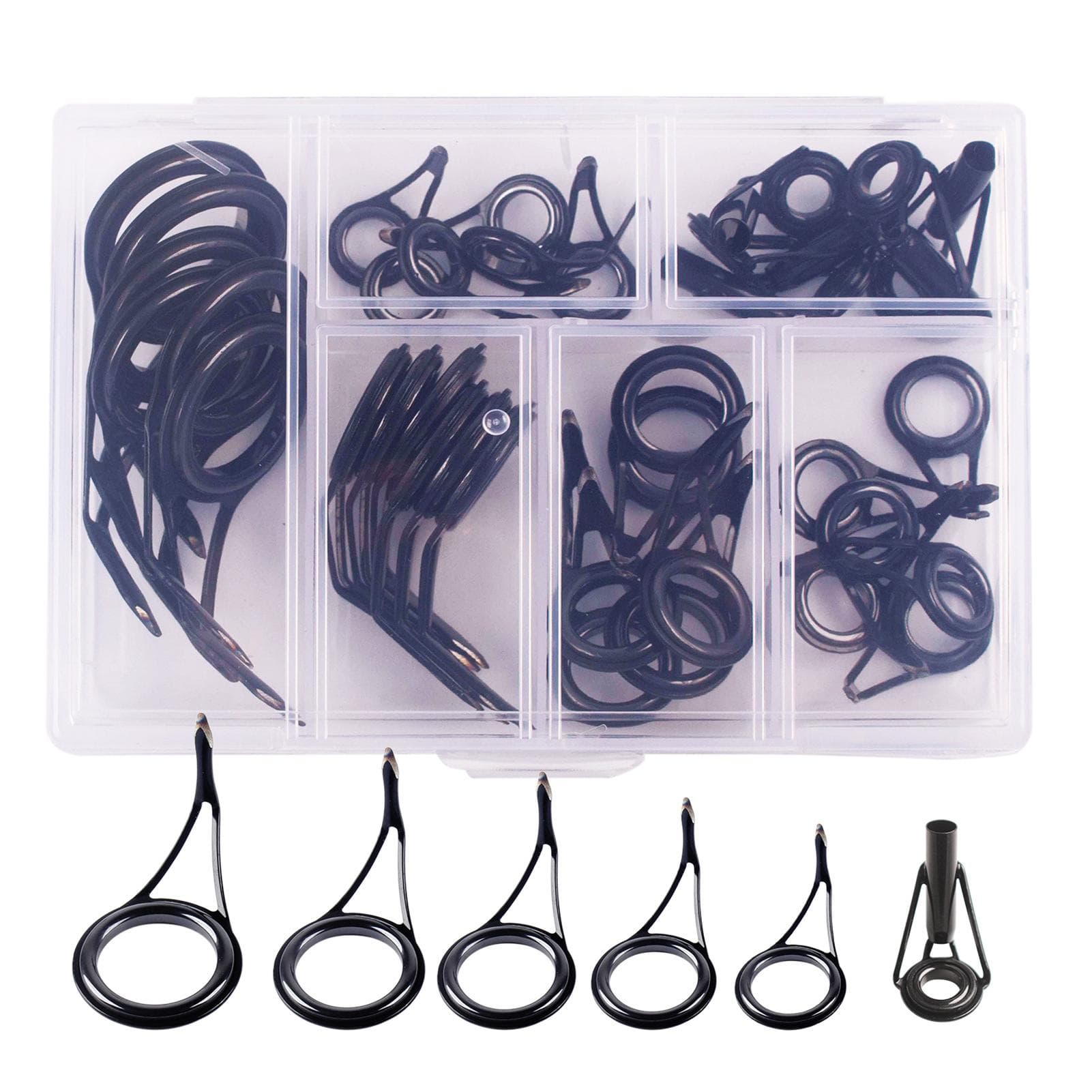 35pcs Fishing Rod Repair Kit Ceramic High Carbon Steel Fishing Rod Guides 35pcs set