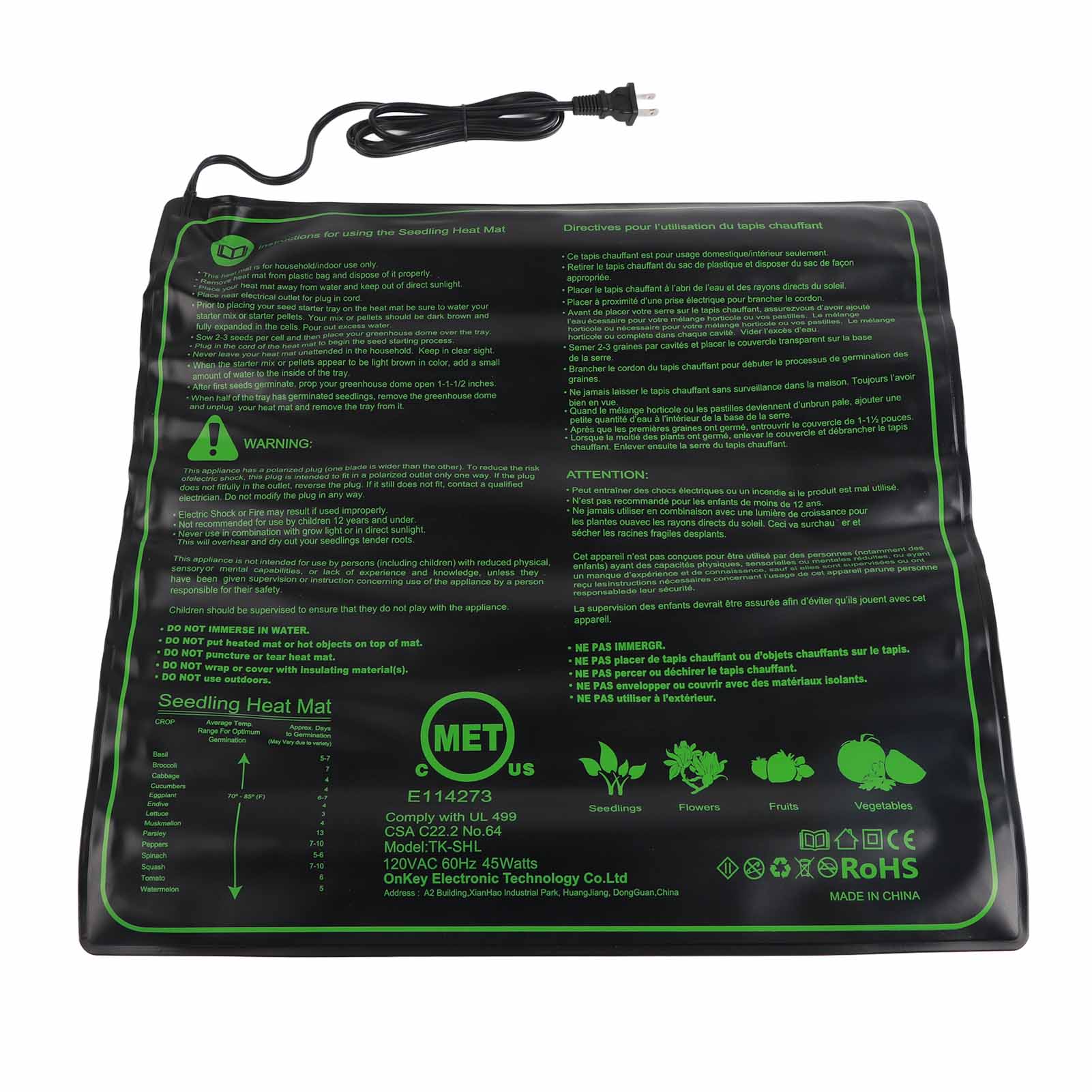 Seedling Heating Mat Waterproof Warm Safe Efficient Plant Seed Heat Pad for Indoor Plants