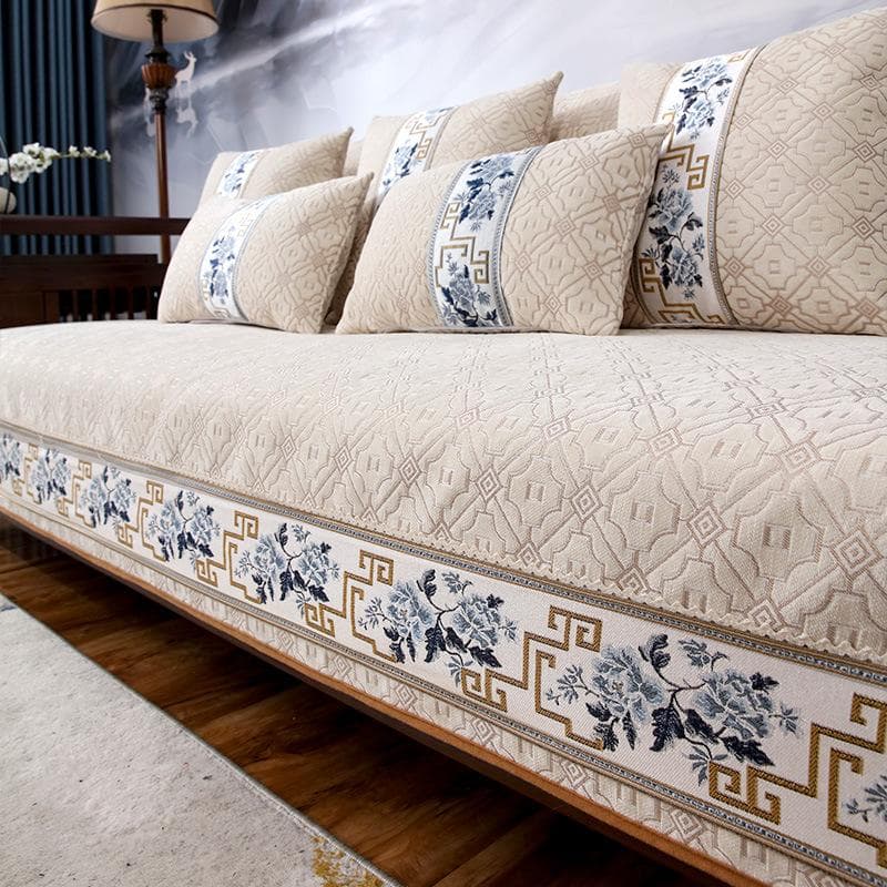 New Chinese Chenille Sofa Covers All-season Living Room Decoration Sofa Cushion Anti-slip Solid Wood Couch Cover Sofa Towel Home 90x70cm 1pcs