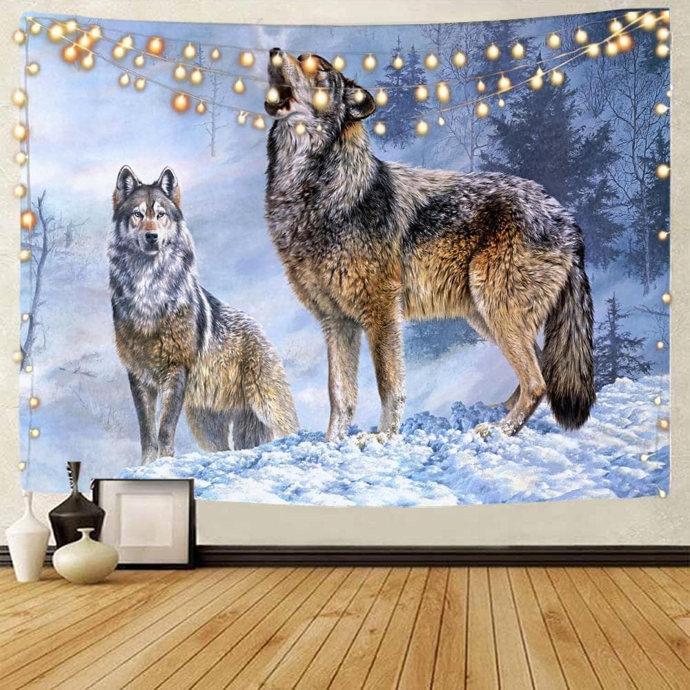 Timberwolf Backdrop Decor Tapestry Wall Fantasy Wolf Tapestry Bohemian Hippie Wall Tapestry Bedroom Room Home Decor Tapestry 230X180CM