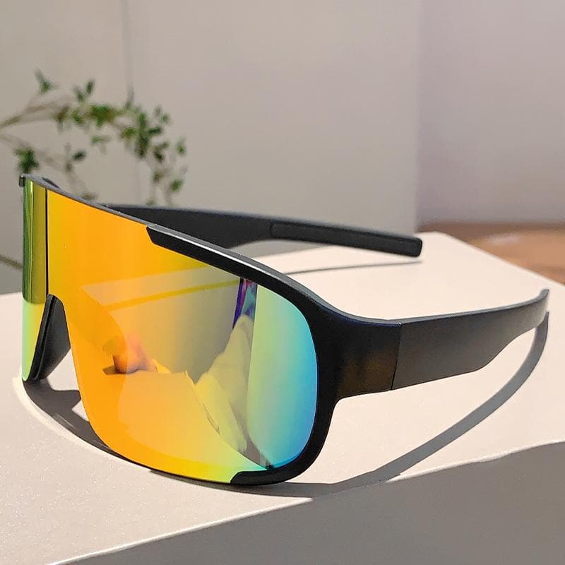 KAMMPT Oversize Monoblock Sunglasses Men Women Mirror Lens Sports Goggles Anti UV Outdoor Hiking Skiing Trendy Sun Glasses without case
