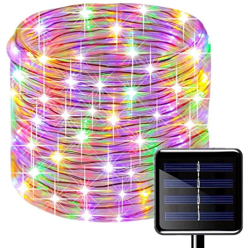 32m/22m/12m/7m solar outdoor LED light strip, outdoor balcony guardrail decoration, solar waterproof landscape light, courtyard Christmas light Rope 22M 200LED multicolour