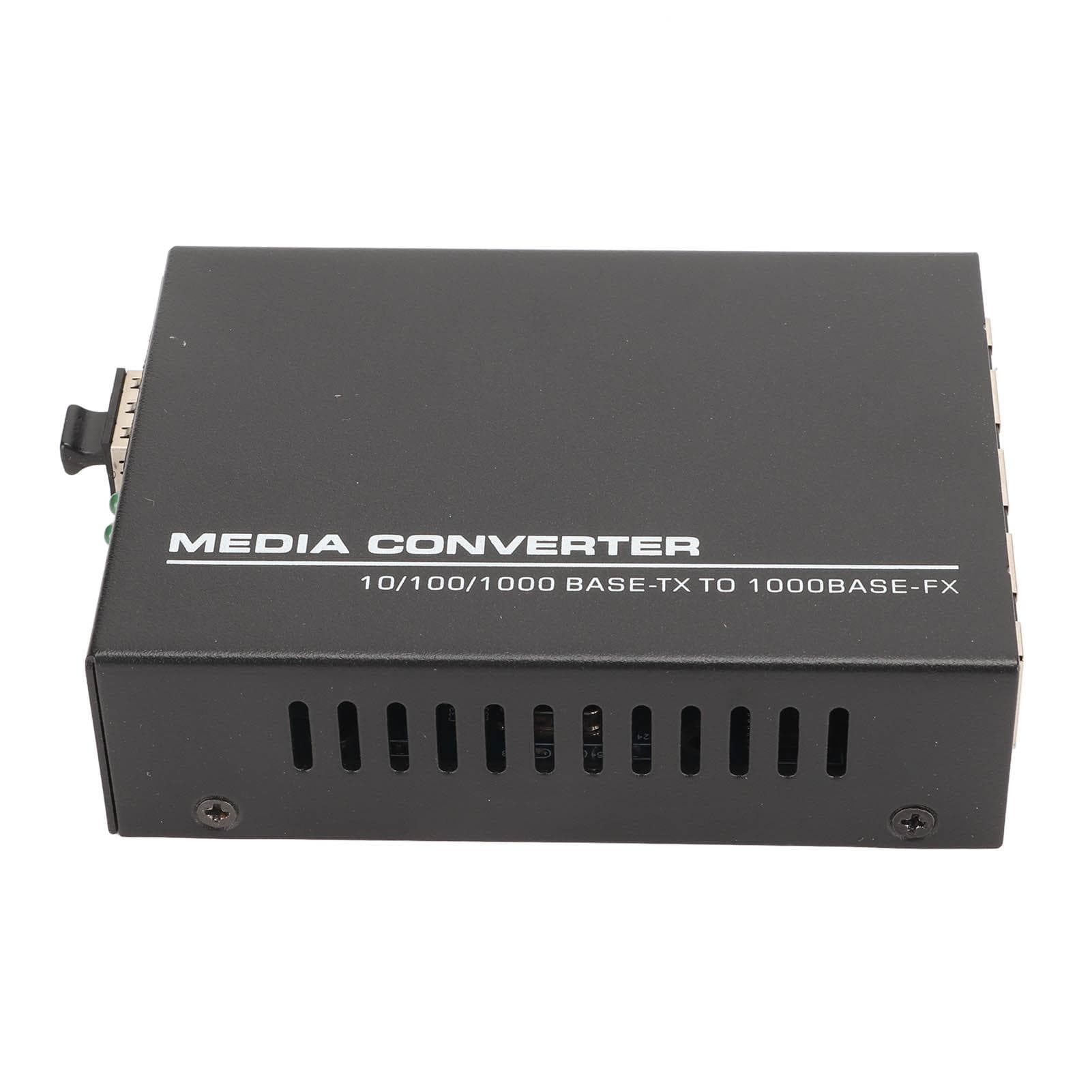 Fiber Media Converter Gigabit 1 Optical Port 4 Electrical Ports Up to 25km RJ45 Port Fiber EU Plug