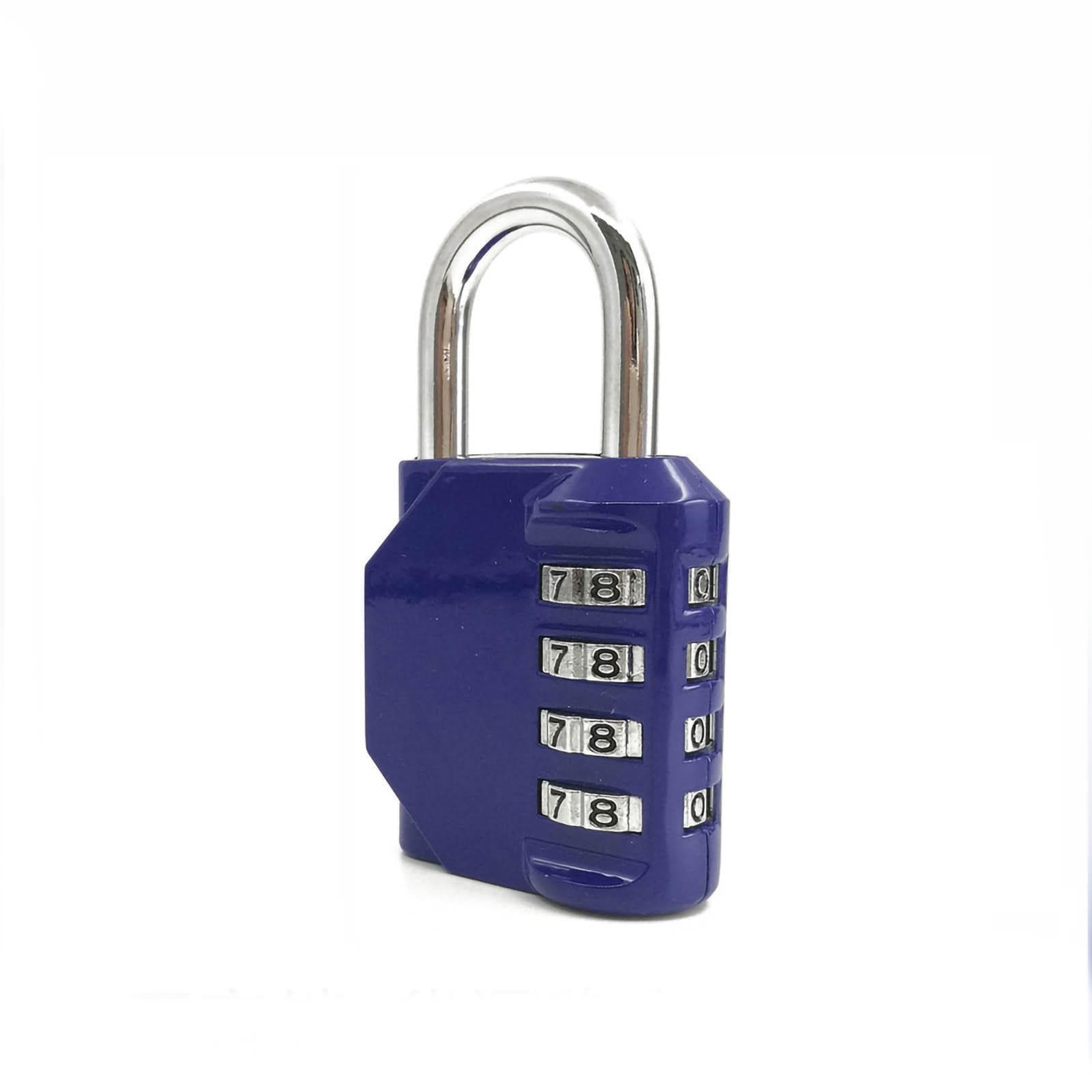 4 Dial Mechanical Combination Padlock Keyless Security Anti Theft Zinc Alloy Universal for Cabinet blue