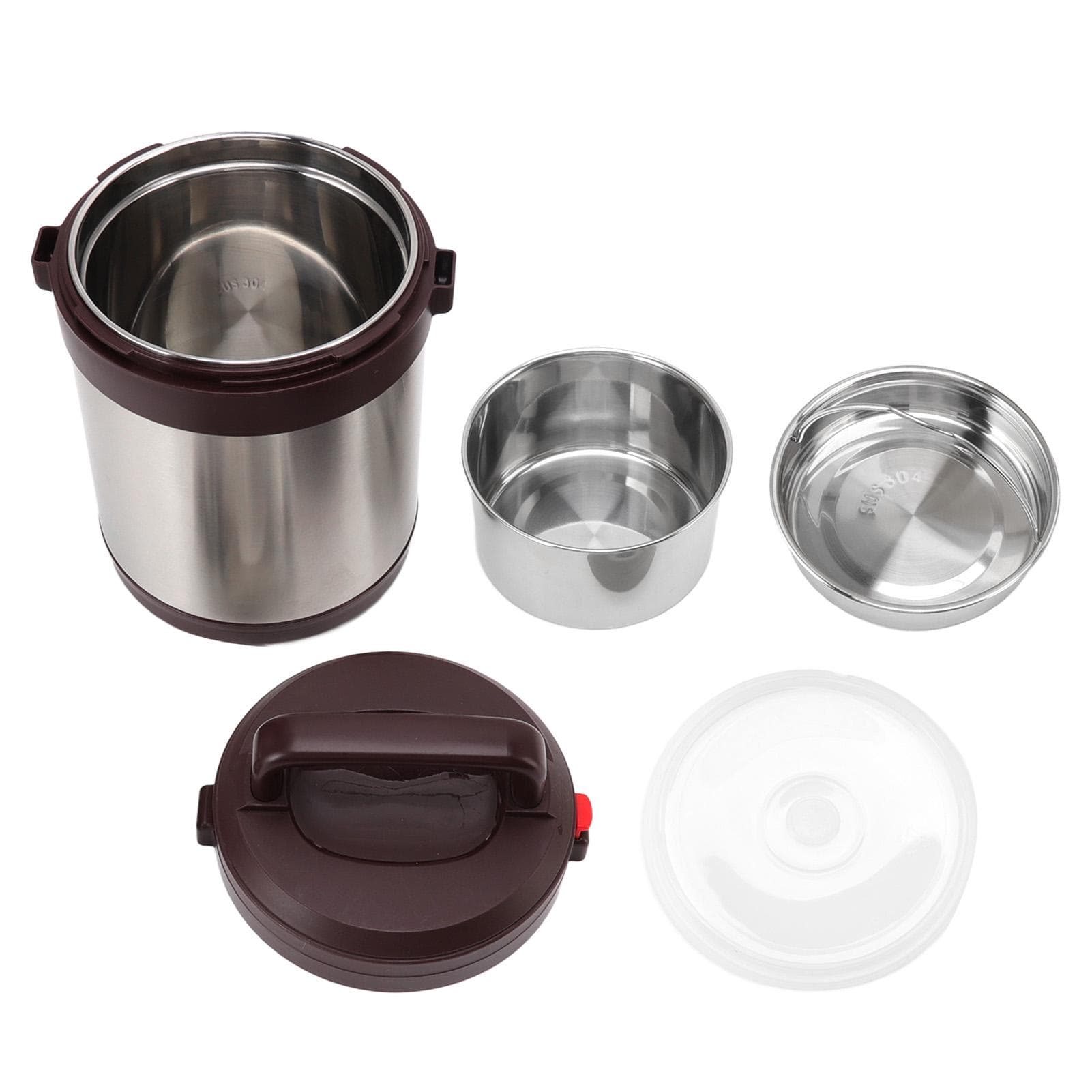 1.6L Food Thermal Jar 304 Stainless Steel Three Layers Portable Insulated Lunch Bento for Students L(for 6.5-9kg) silver