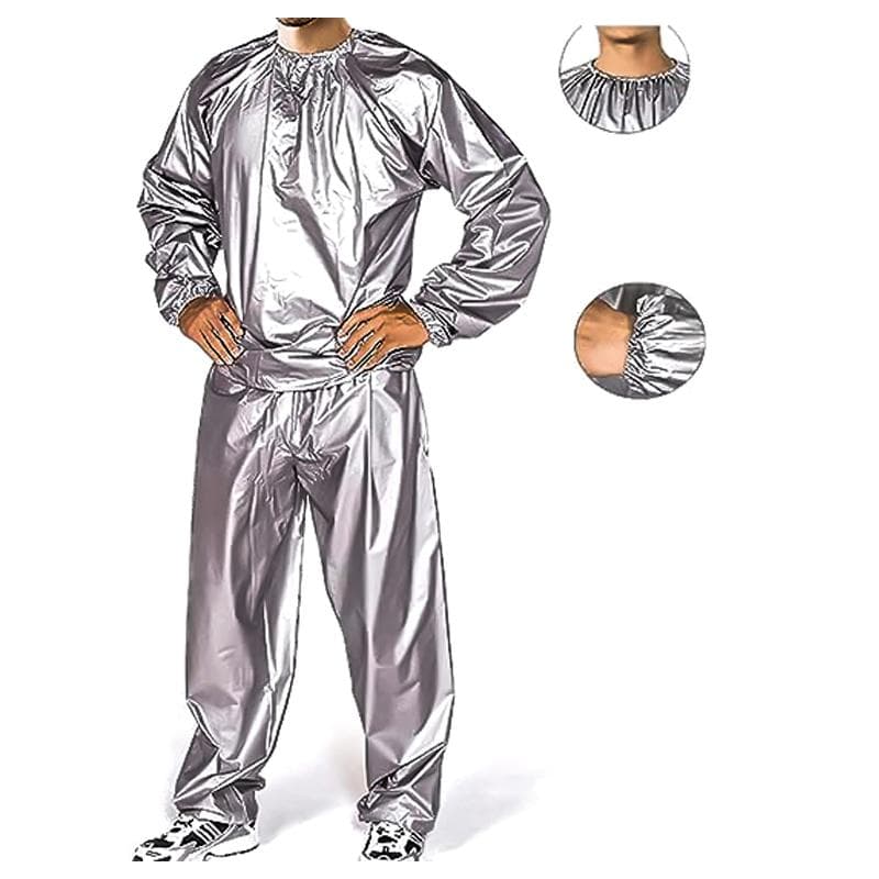 Plus Size Heavy Duty Sauna Sweat Suit for Men Women Weight Loss Fitness PVC Sauna Suit Exercise Gym Suit Anti-Rip Quick Sweat XL