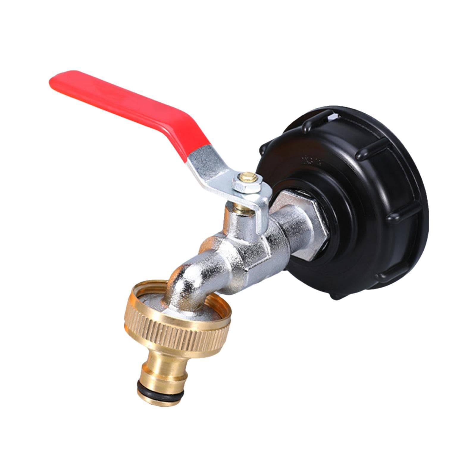 Faucet for IBC Tank Drain Adapter 3/4 Thread Connector Brass Tank Drain Adapter Tap Adapter Valve silver
