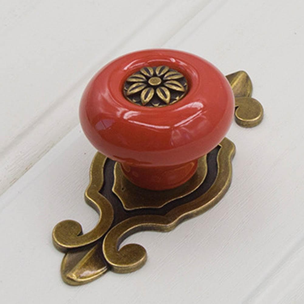 Vintage Ceramic Door Knob Drawer Cupboard Wardrobe Furniture Pull Handle (Black Black)