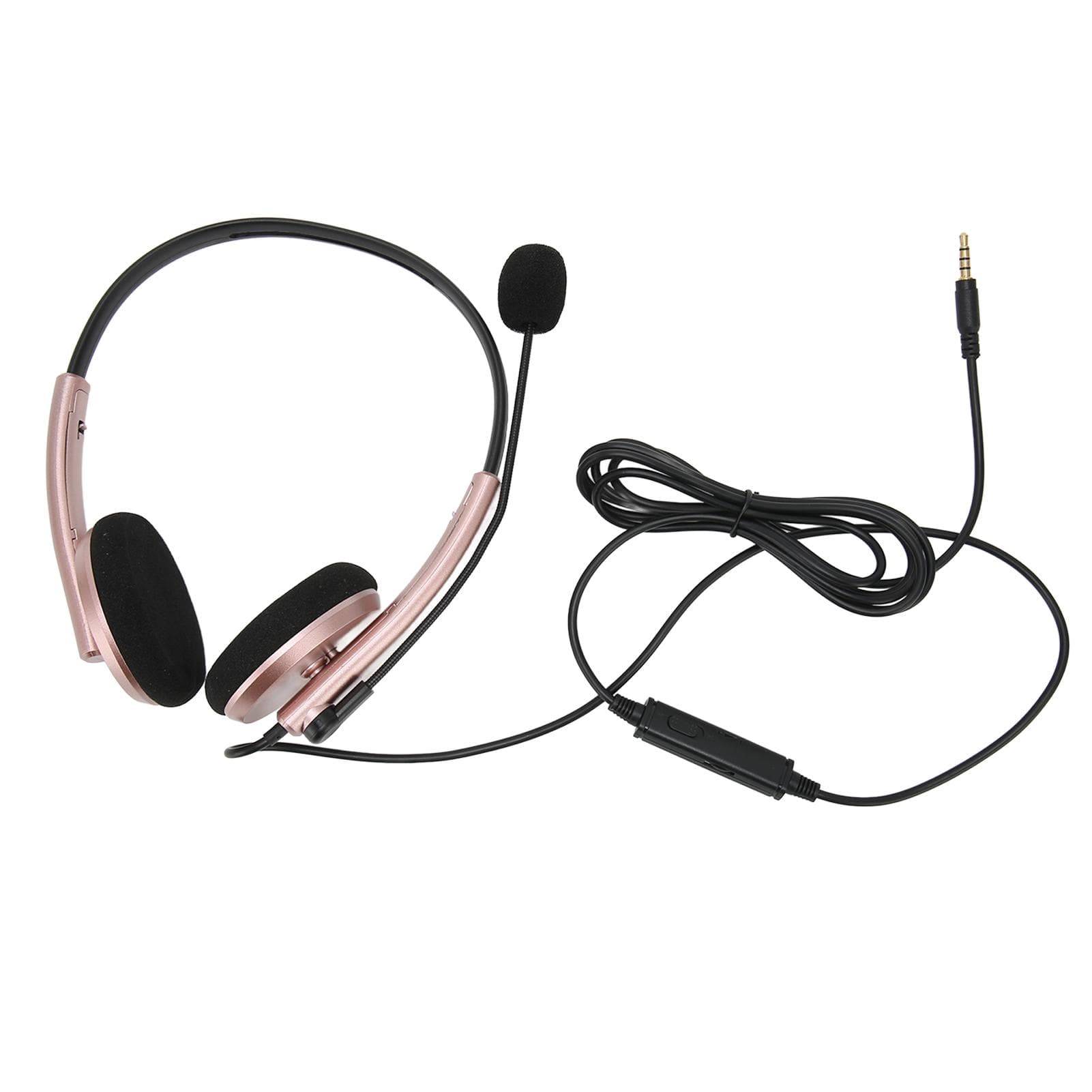 Call Center Headset Multifunctional Stylish Noise Cancelling HD Call Hearing Protection Telephone rose gold