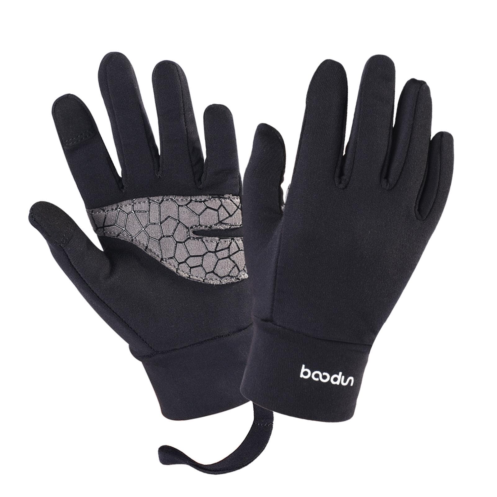 Cycling Gloves for Kids Anti-Slip Full Finger Outdoor Bike Riding Gloves Touch Screen Bicycle S black