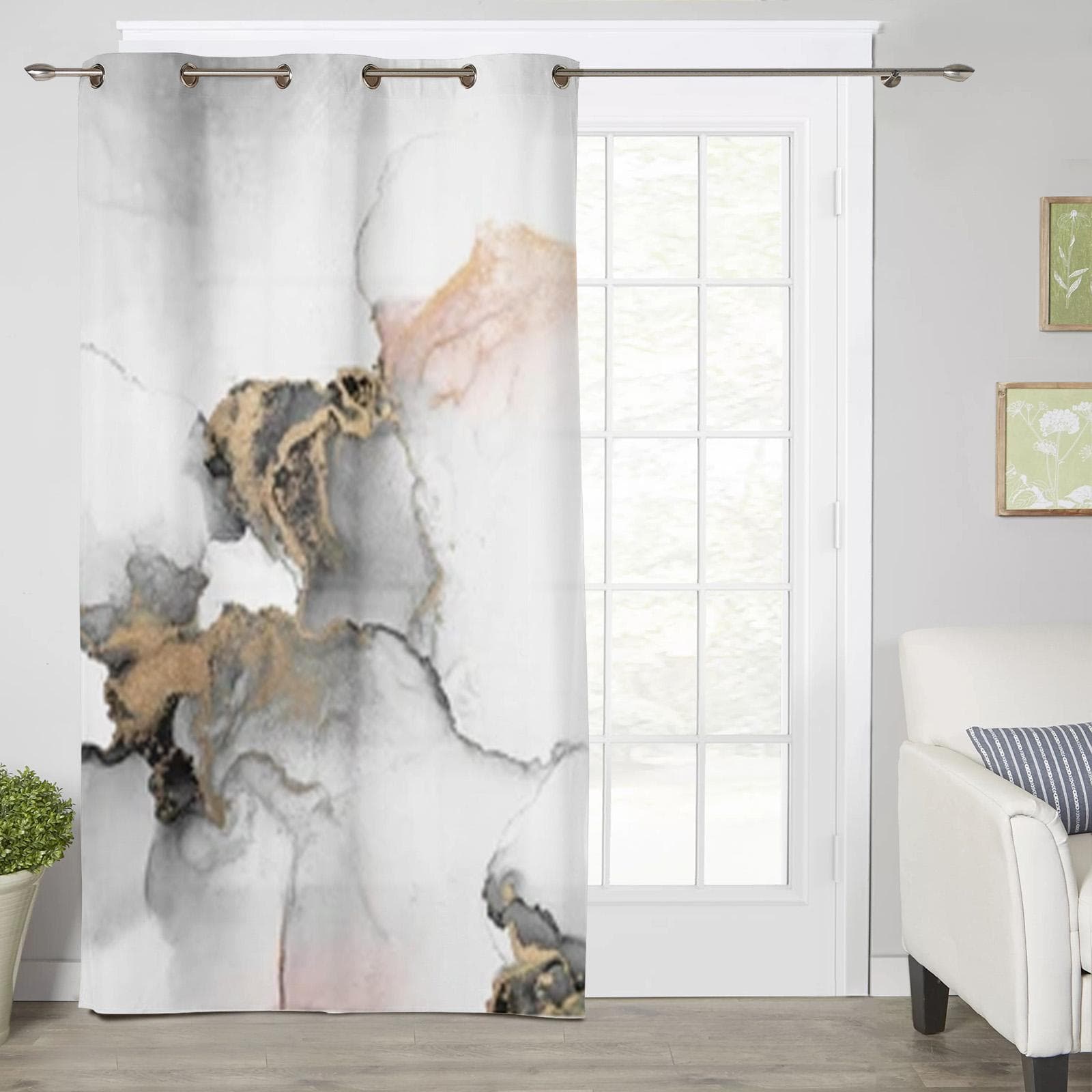 Branches Gradient Simple Window Curtains for Living Room Bedroom Luxury Modern Kitchen Curtains Fabric Drapes 135W x 60H(cm) x1