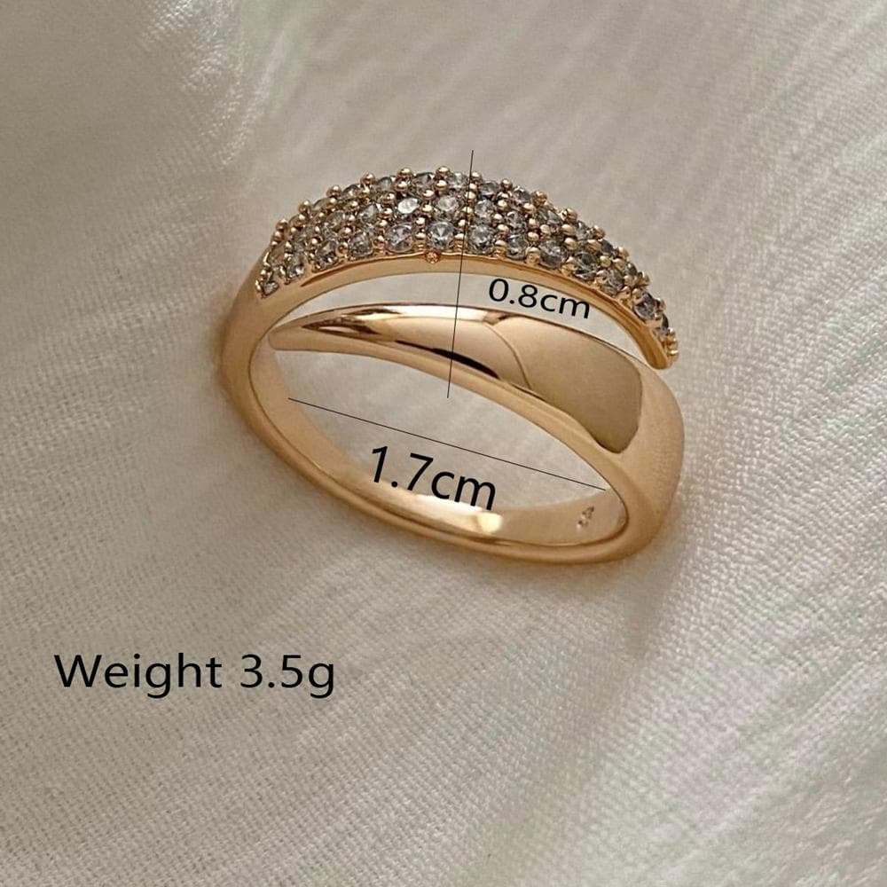 Gold Color Geometric Zircon Open Ring for Women Korean Fashion Jewelry Elegant Daily Accessories gold