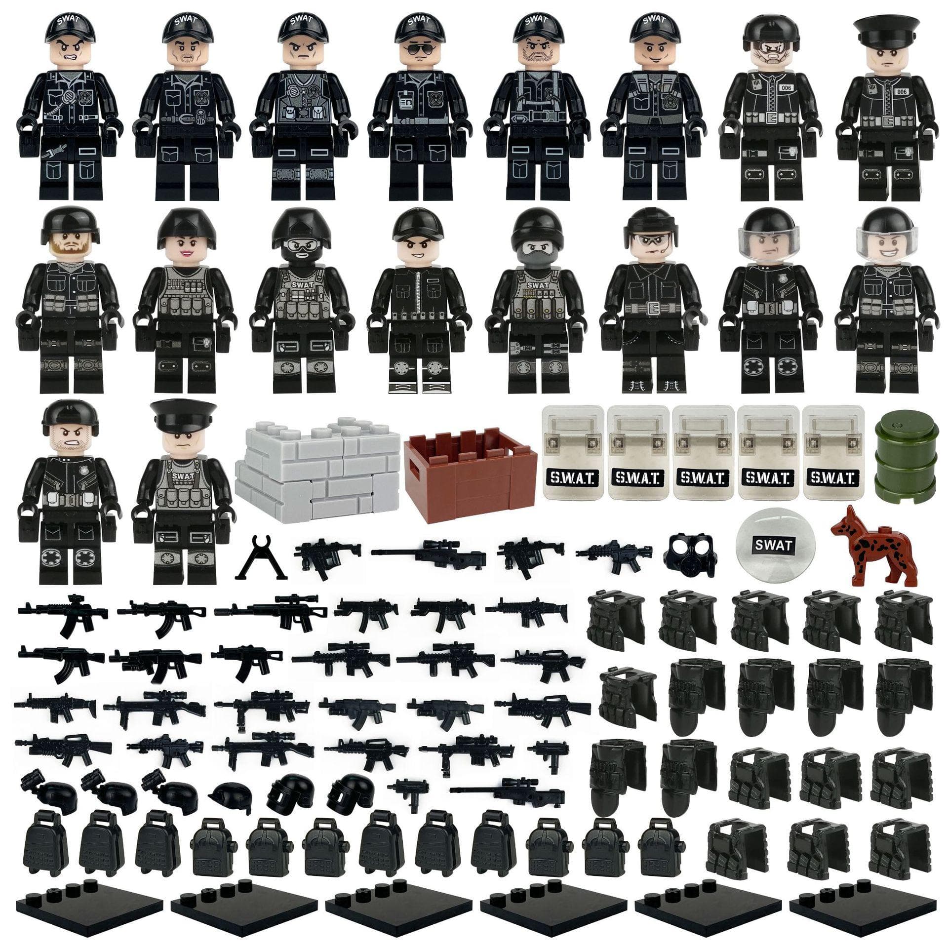 Special Forces Black SWAT Doll Building Blocks for Children Building Toy Gift