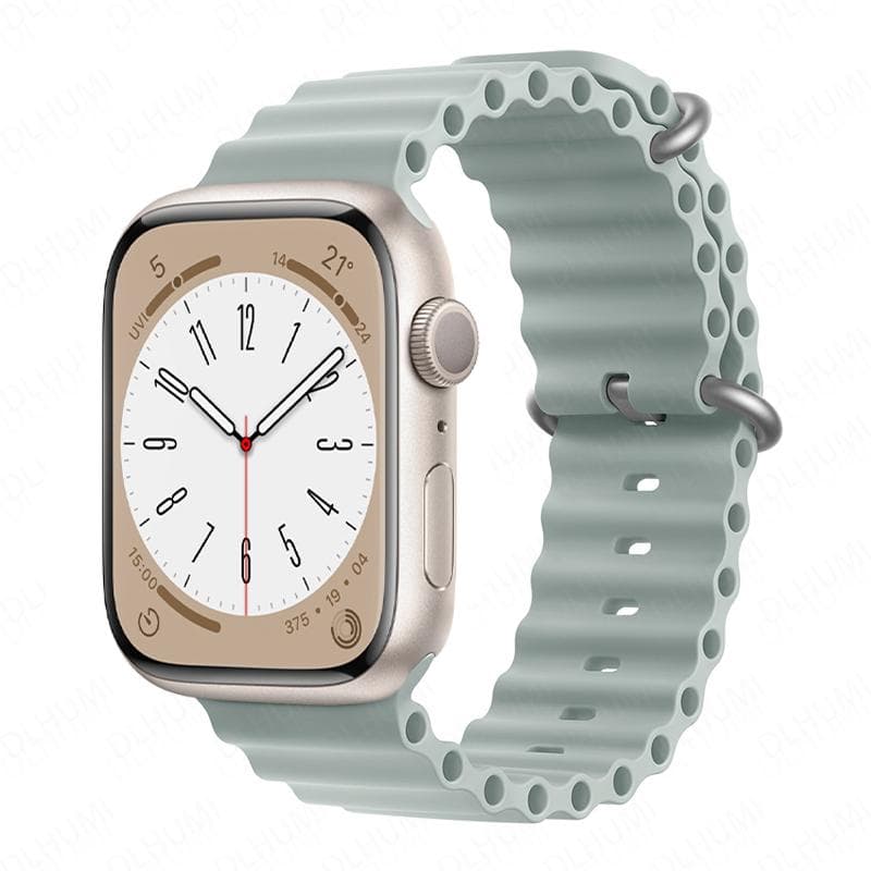 Ocean Strap for Apple Watch Band 49mm 44mm 40mm 45mm 41mm 42mm 38mm 40 44 45 Mm Silicone Bracelet IWatch Series 7 6 3 SE Ultra 8 42mm 44mm 45mm 49mm light blue