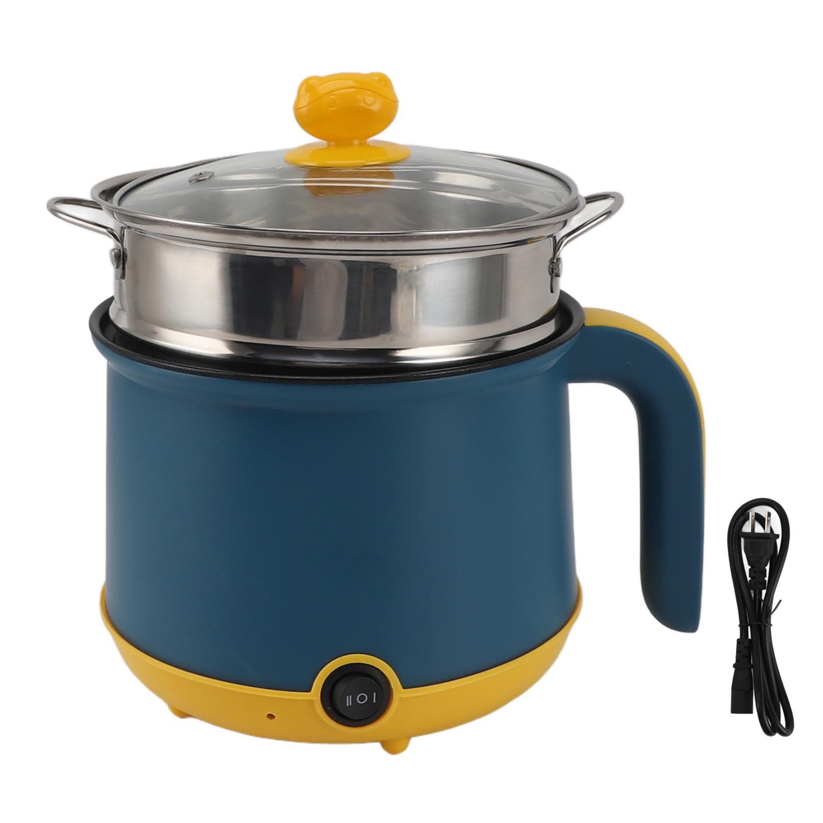 Electric Cooking Pot 1.8L 600W Stainless Steel Anti Scald Handle Clear Lid Electric Cooker for Home L
