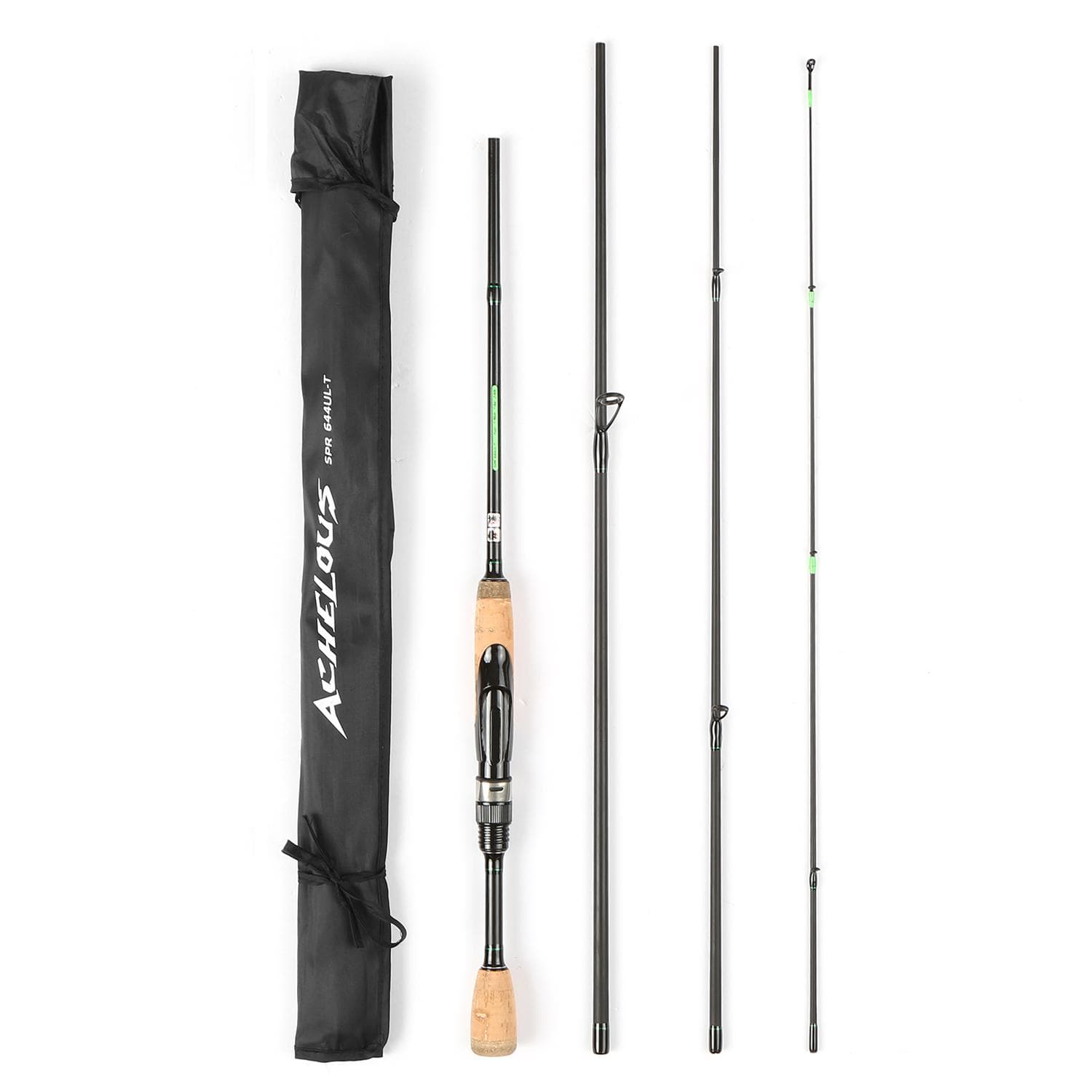 Portable Travel Spinning Fishing Rod Lightweight Carbon Fiber 4 Pieces Fishing Pole 1.96m