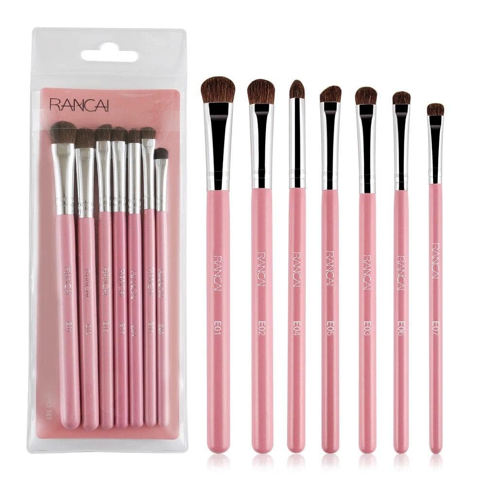 7Pcs Eye Shadow Makeup Brushes Set Natural Horse Hair Cosmetics Brushes Blending Smudge Shader Brush Makeup Tool pink