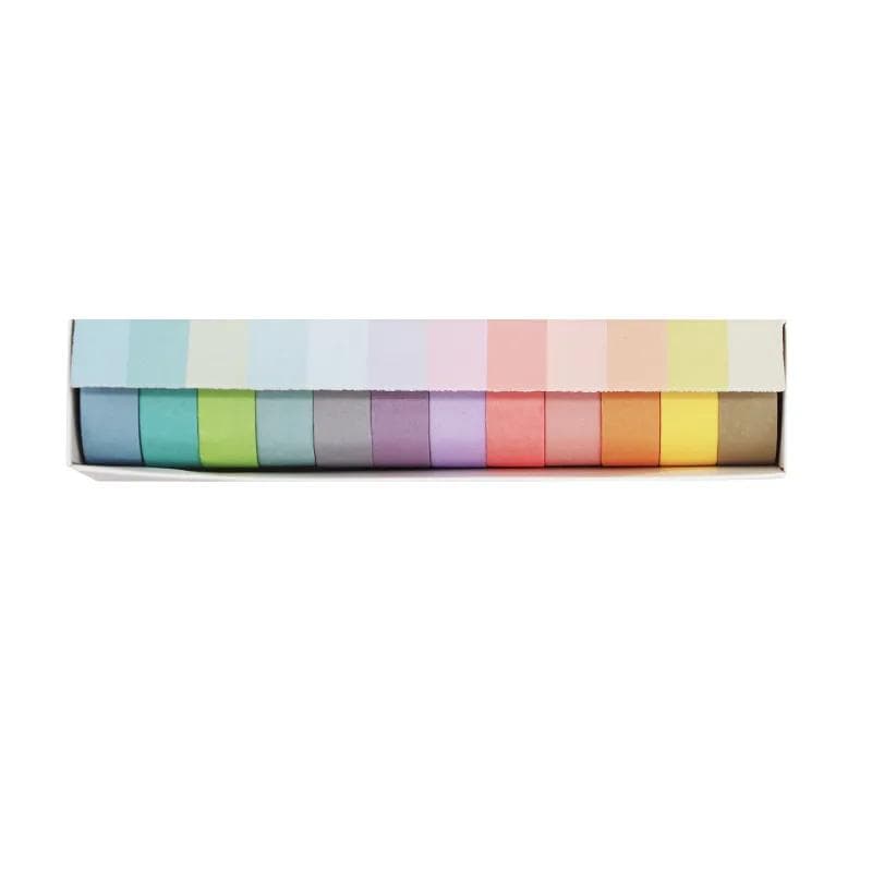 6/12Pcs/box Rainbow Macaron Solid Color Masking Washi Sticky Paper Tape Adhesive Printing DIY Scrapbooking Deco Washi Tape