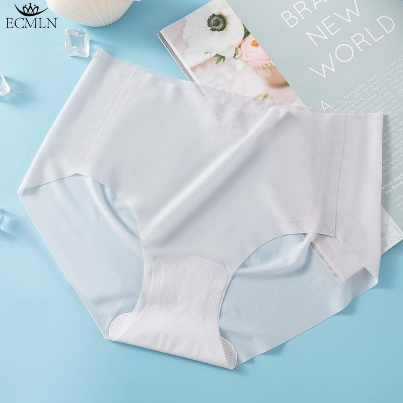 Women's Seamless Hipster No Show Invisible Ice Silk Stretch Underwear Bikini Underwear Panty Briefs Knickers Underwear Ultra-thin Summer Underwear M blue