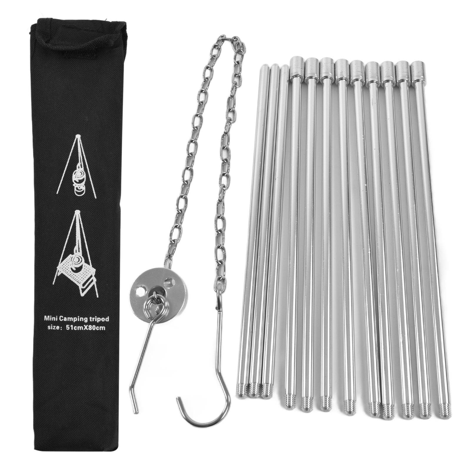 4 Section Campfire Tripod Portable Aluminum Alloy Hanging Pot Tripod for Outdoor