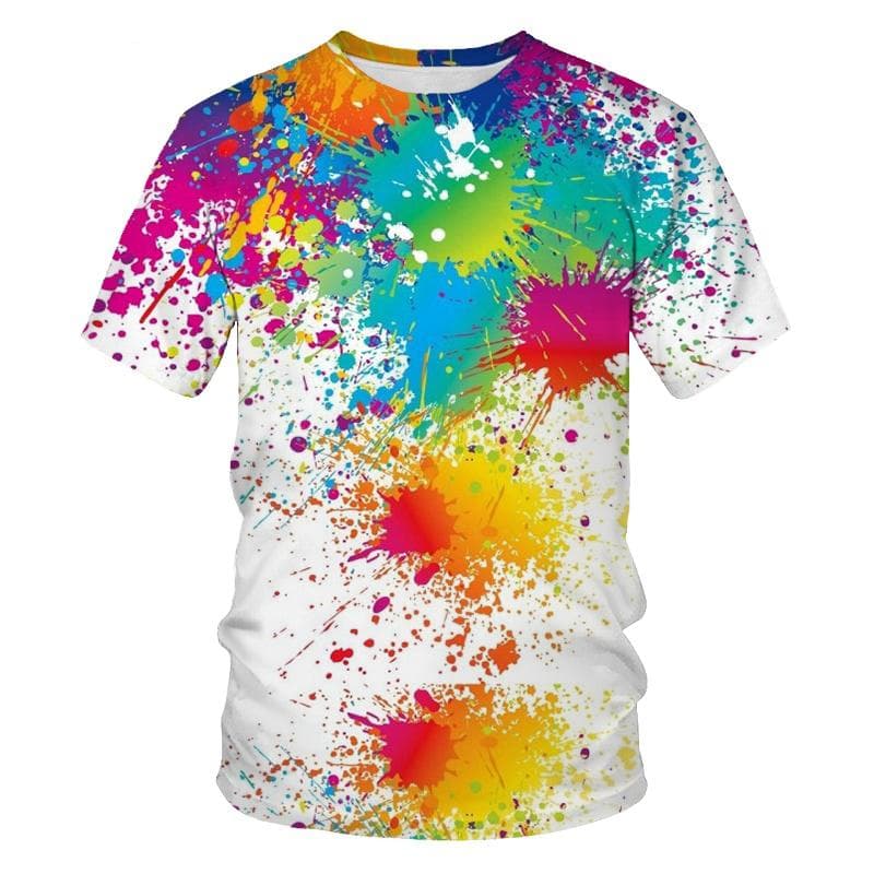 New Summer Color Splash Ink Drop Color 3D Print T-Shirts O-Neck Men Women Short Sleeve Oversized Harajuku Tees Tops Kid Clothing 5XL