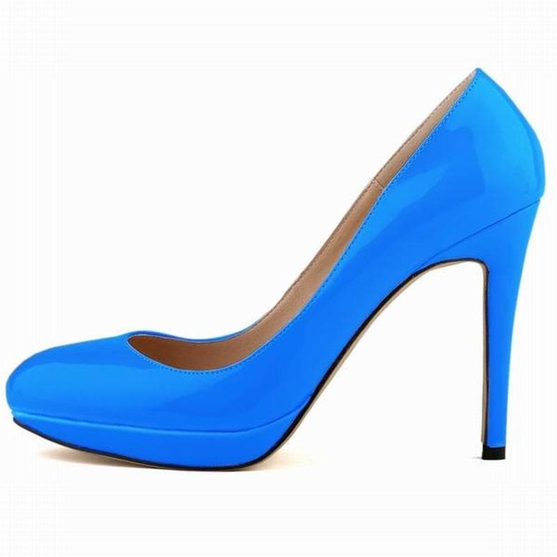 Women Stilettos Platfrom Pumps Sexy 11cm Round Toe High Heels Shallow Elegant Lady Office Party Wedding Shoes 43 blue