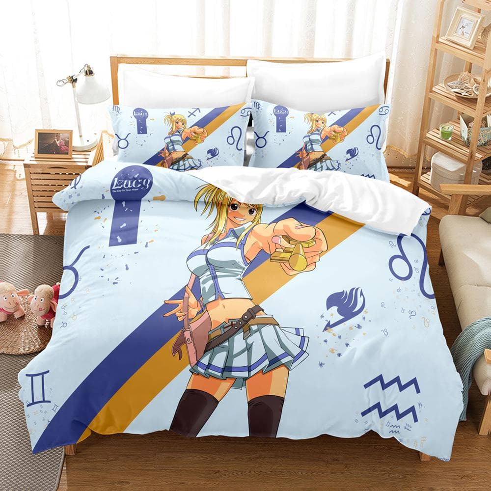 3D Faity Tail Bedding Sets Duvet Cover Set With Pillowcase Twin Full Queen King Bedclothes Bed Linen EU single(135x200cm)