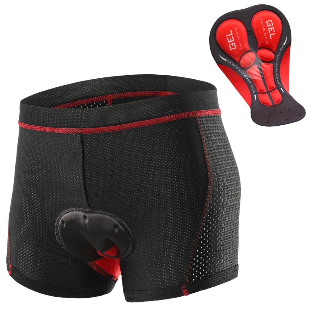 Men Cycling Underwear Shorts Breathable Gel Padded MTB Biking Riding Shorts M black/red