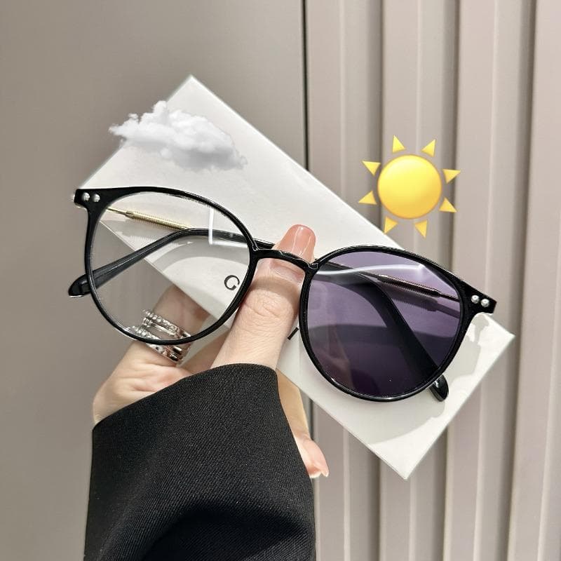 Stylish Photochromic Glasses for Women Vintage Semi Metal Frame Classic Minimalist Design