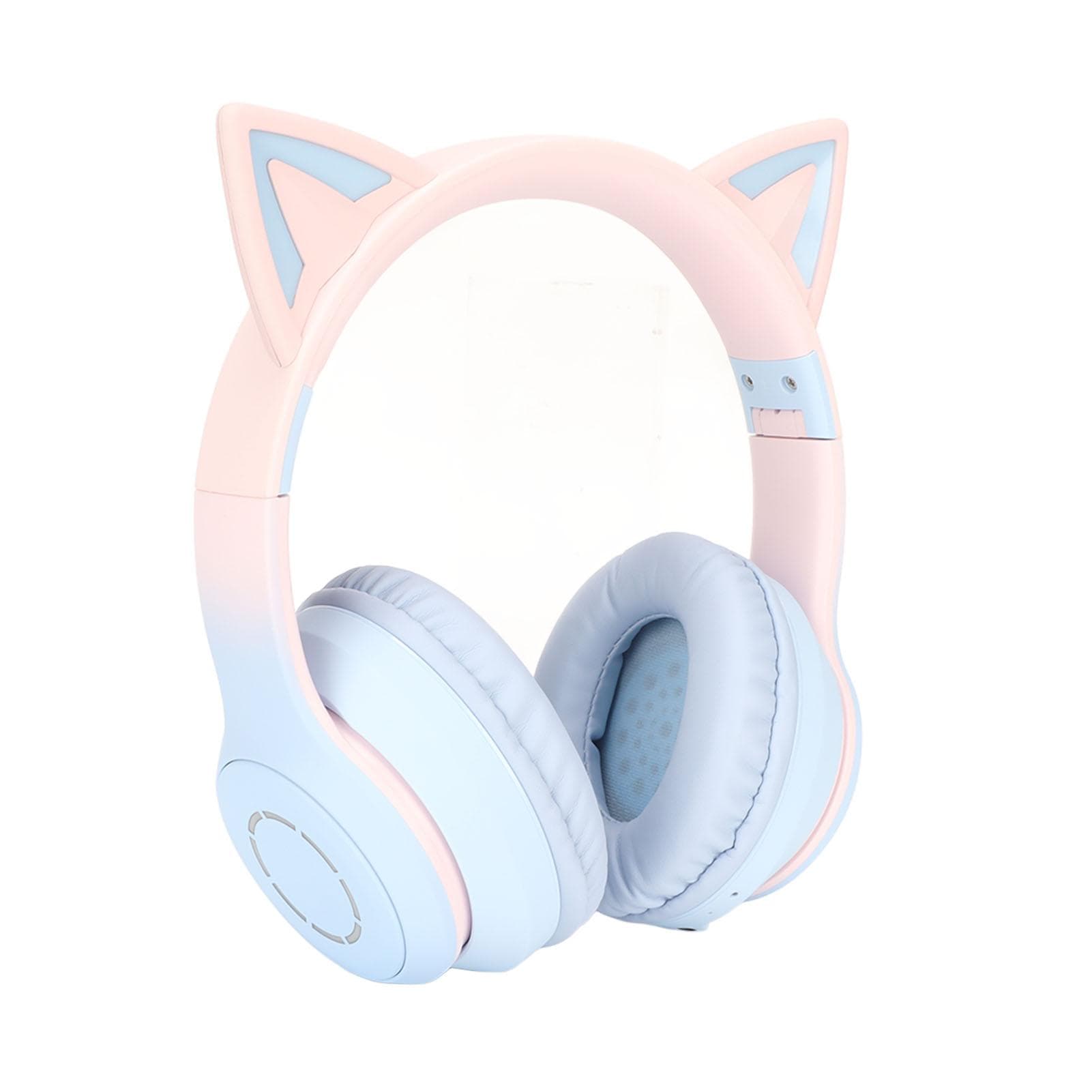 Cat Ear Bluetooth Gaming Headphones Wireless Foldable Music Headset with LED Light Detachable blue