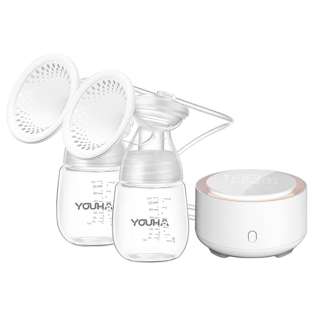 YOUHA Electric Double Breast Pump with Night Light BPA-free 3 Modes 9 Suction Levels Portable white