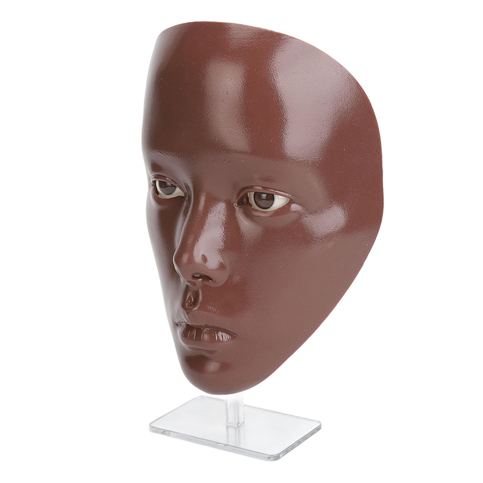 Makeup Practice Face Reusable Realistic 5D Full Face Silicone Makeup Mannequin with Stand Black multicolour