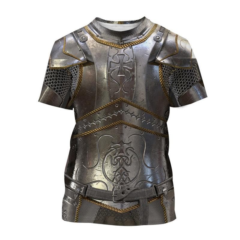 Retro 3D Printing Medieval Warrior Armor T-shirt Men Fashion Cool T Shirts Summer Street Oversized Short Sleeves Cosplay Tees XXL