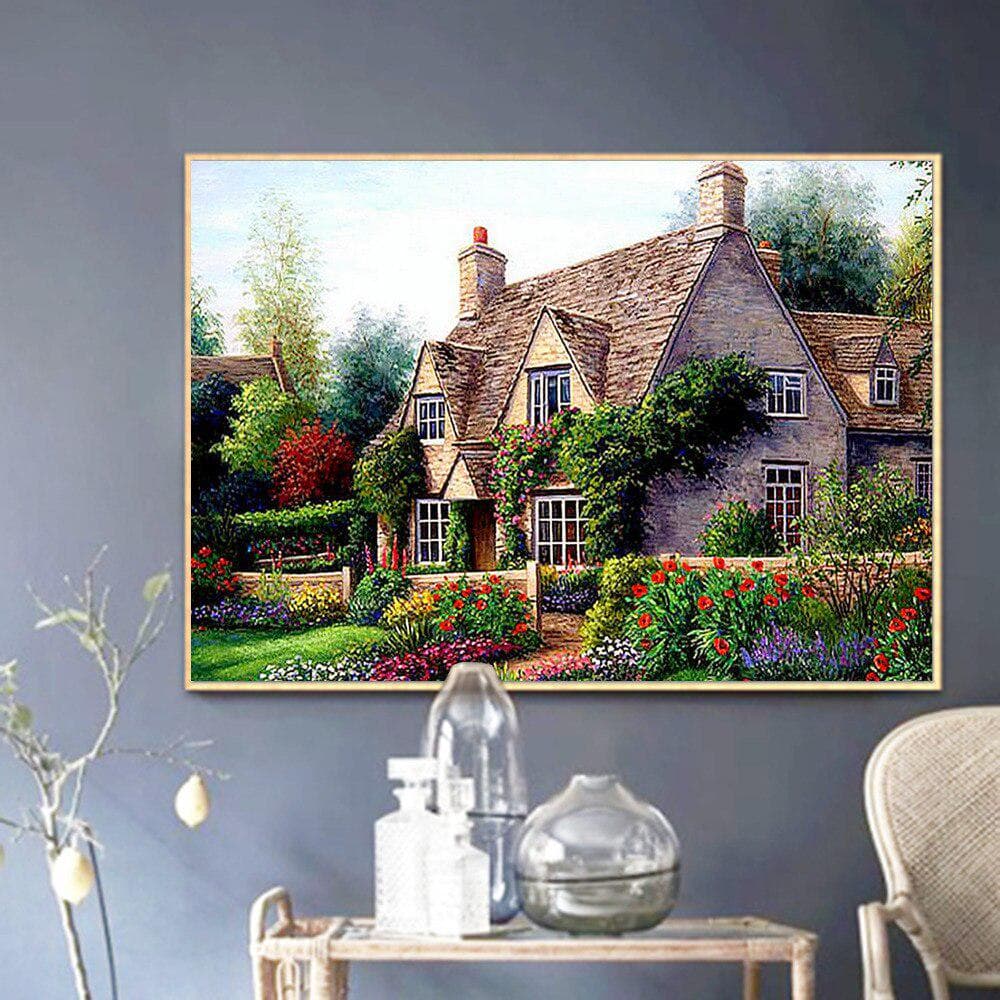 DIY Diamond Painting Stones House Diamond Embroidery Scenic Home Decoration Rhinestones Pictures 20X30CM