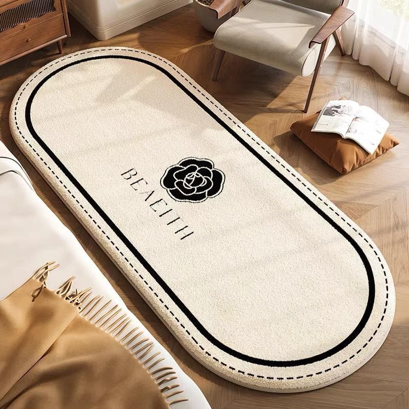 Imitated Cashmere Small Fragrance Bed Blanket Light Luxury Retro Oval Plush Non-Slip Cushion Living Room Sofa Long Carpet 600MMx1600MM