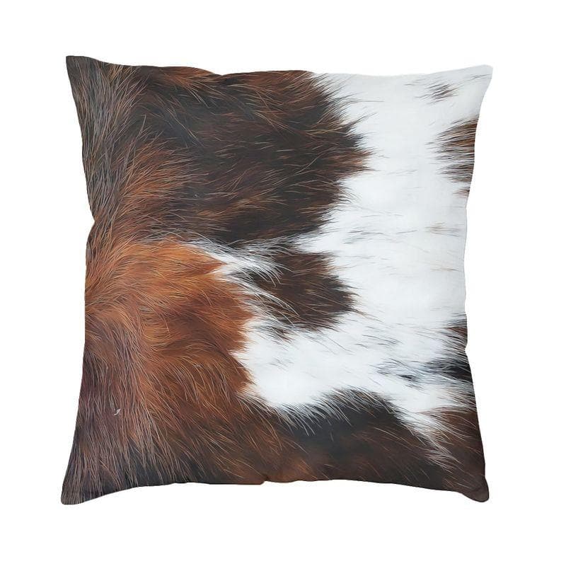 Scottish Highland Cow Cowhide Texture Pillow Living Room Decoration Kawaii Animal Hide Leather Cushion Printing Pillowcase 40x40cm 16x16in